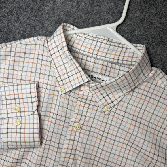 Peter Millar Other - Peter Millar Performance Button Down Men Mens XL White Plaid Stretch Long Sleeve